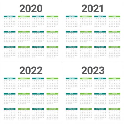 Year 2020 2021 2022 2023 2024 2025 Calendar Design ⬇ Stock Photo Image