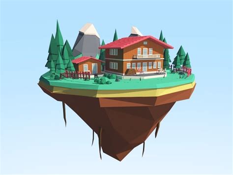3d Model Lowpoly Mount House Illustration Vr Ar Low Poly Cgtrader