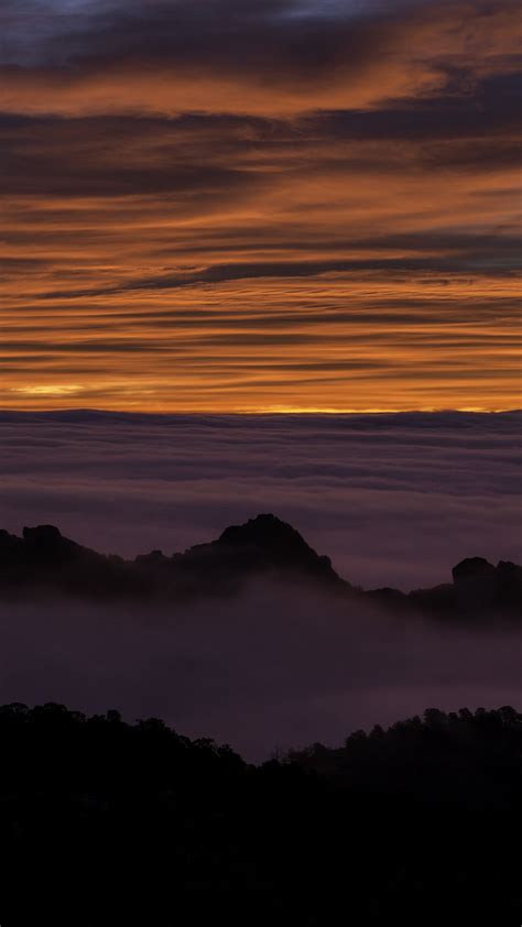 Download Wallpaper 1350x2400 Hills Mountains Clouds Horizon Sunset