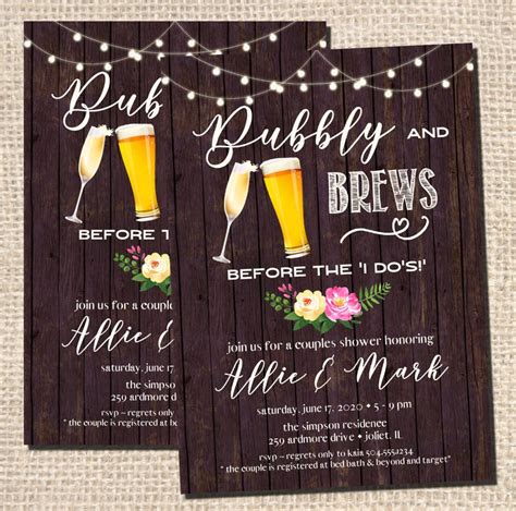 Bubbly And Brews Invitation Bubbles And Brews Invitation Etsy Couples Shower Invitations
