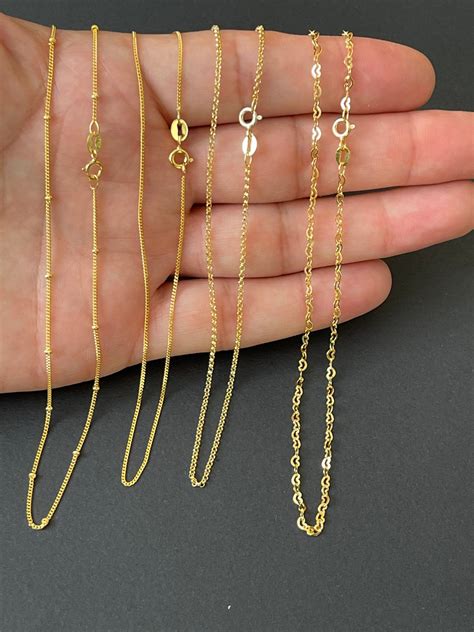 Sterling Silver Gold Chain Gold Chain Necklace Cm Cm Etsy