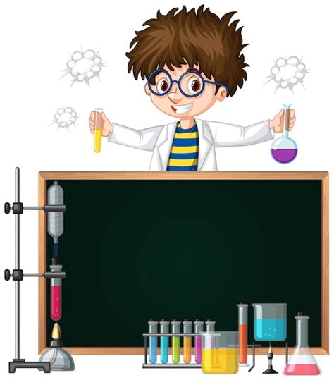 Free Vector Frame Template With Kid In Science Lab