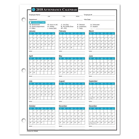 Attendance Calendars For Employee Template Calendar Template Printable