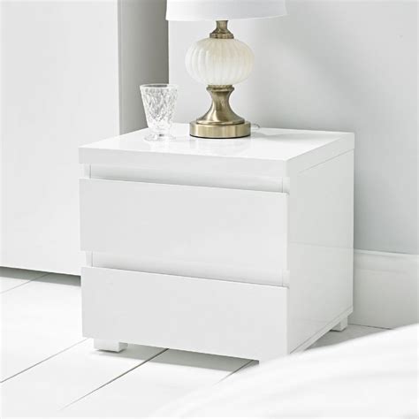 Contemporary White Gloss Bedside Tables Kelimccartney