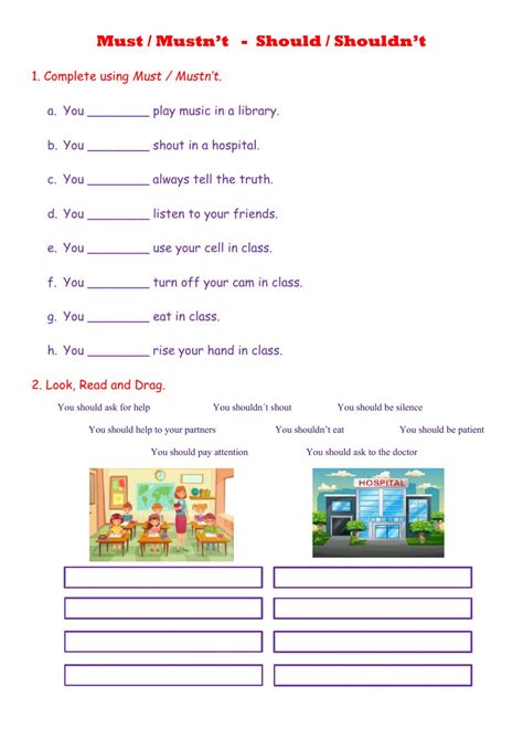 Must and SHould worksheet