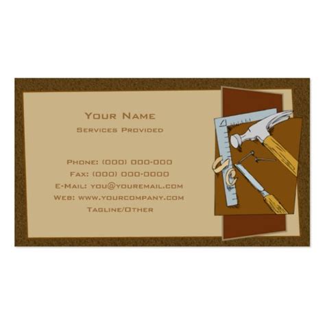 Carpenter Double Sided Standard Business Cards Pack Of 100 Zazzle