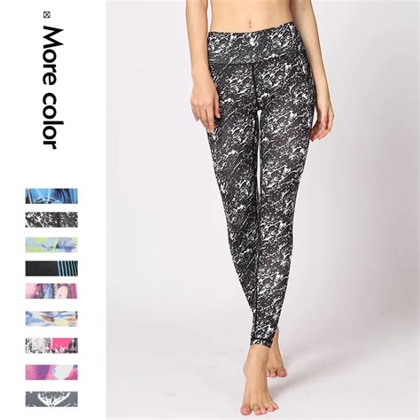 elastic high waist yoga pants floral printed women sports leggings quick dry fitness yoga