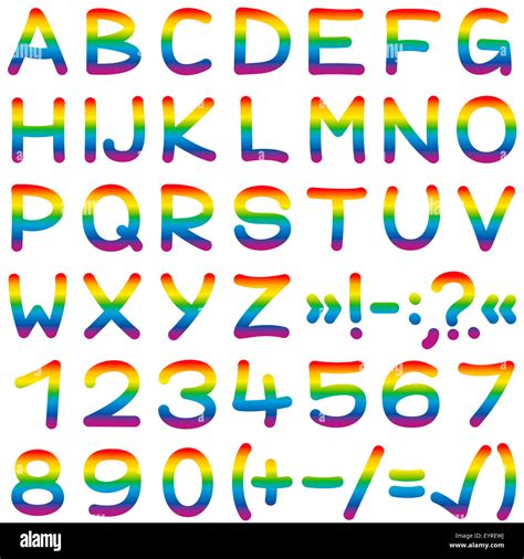 Rainbow Colored Alphabet Letters Numbers Characters Illustration