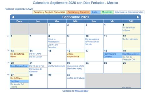 Calendario Septiembre 2020 Para Imprimir México