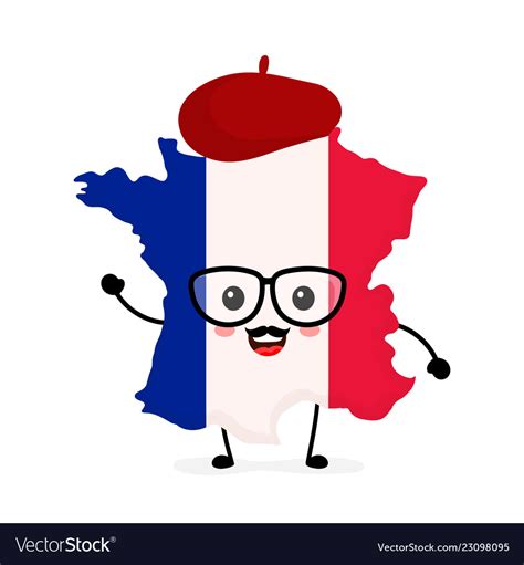 Cute Funny Smiling Happy France Map Royalty Free Vector