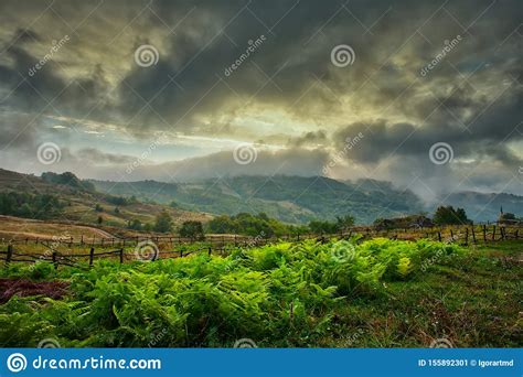 Mountain Valley During Sunset Stock Image Image Of