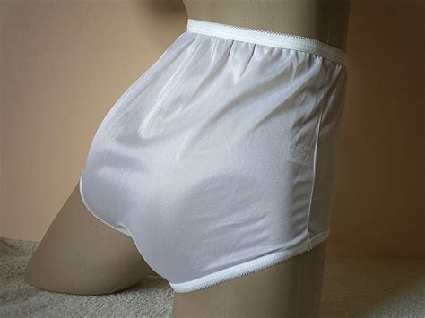 silky virgin white sheer nylon full cut panties vintage mushroom gusset s m 40 ebay