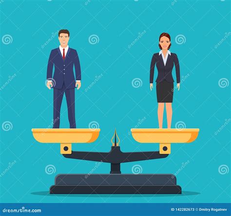 Businessman And Businesswoman On Scales Stock Vector Illustration Of