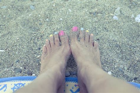 Feet On Sandy Beach Stock Image Image Of Tourism Feet 55805093