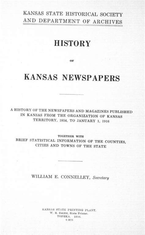 History Of Kansas Newspapers Kansas Memory