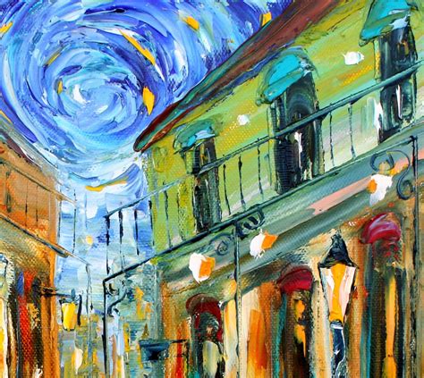 New Orleans Starry Night Jazz Painting Original Oil 12x12 Abstract