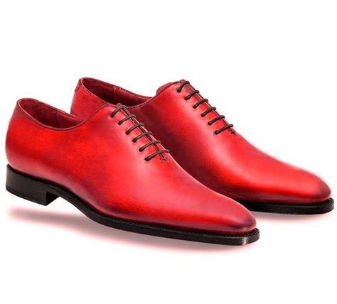Mans Red Color Oxford Handmade Genuine Leather Cap Toe Formal Leather