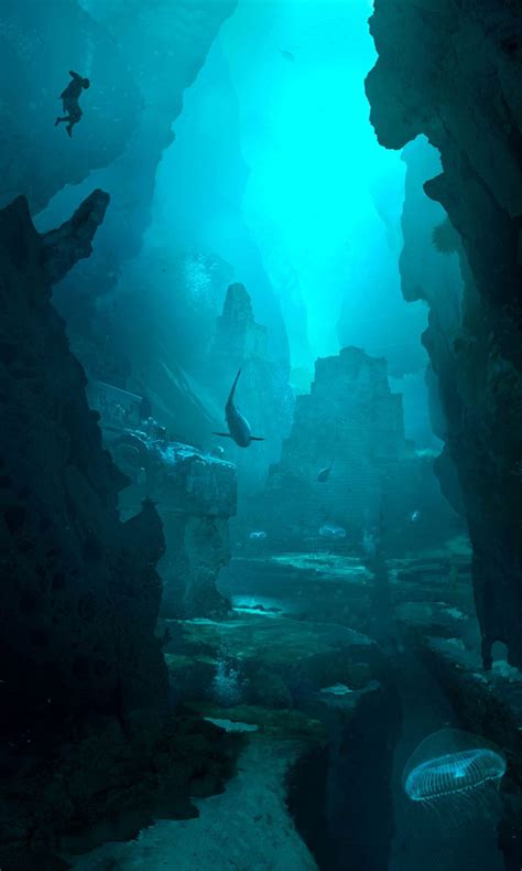An Underwater Cave Filled With Lots Of Water