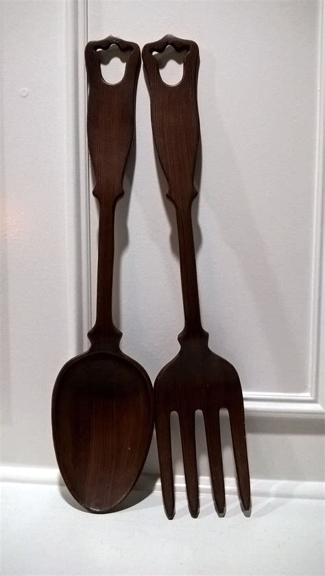 vintage large 19 metal fork and spoon wall decor retro etsy vintage large kitchen wall