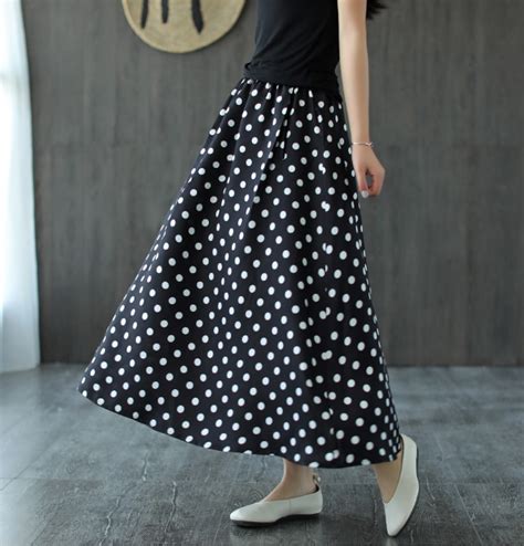 Summer Skirt Women Fashion Large Size Elastic Waist Loose Skirt 2020 New Female Casual Dot All
