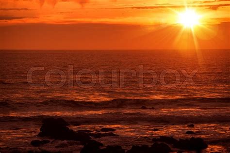 Scenic Pacific Ocean Sunset In Stock Image Colourbox