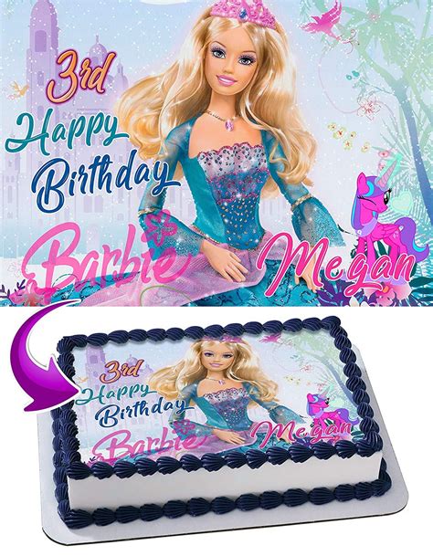 Barbie Edible Cake Image Topper Personalized Picture Sheet X Walmart