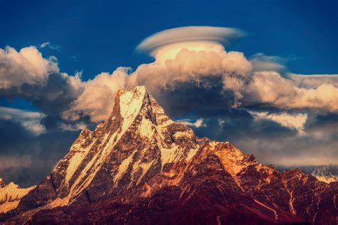 Hd Wallpaper Nepal Mountain Himalayas Annapurna Massif Sky Clouds
