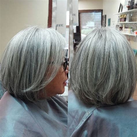 Layered Silver Bob Over 60 Gorgeous Gray Hair Long Gray Hair Hair