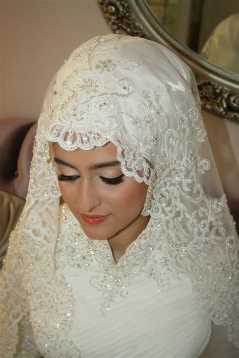 Muslim Wedding Veil Hijab High Quality Handmade Beaded Appliques Edge