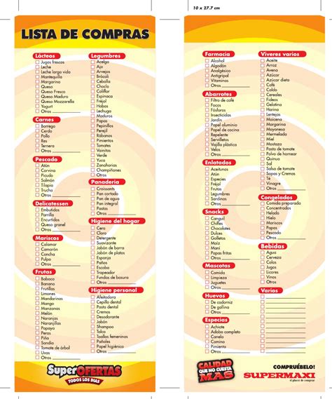 Lista 100 Foto Lista De Supermercado En Español Completa Para Imprimir