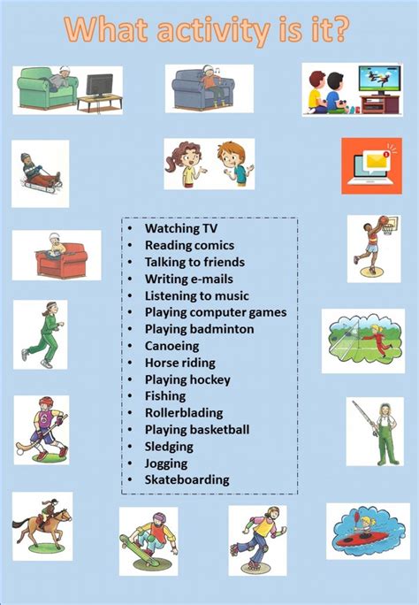 Free Time Activities And Sports Worksheet