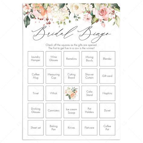 Bridal Bingo Free Printable Template Free Printable Templates