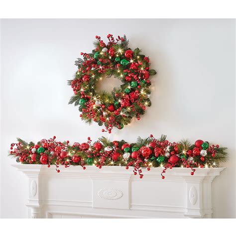 The Cordless Prelit Classic Holly Jolly Holiday Trim Garland