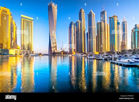 Skyscrapers In Dubai Marina Uae Stock Photo Alamy