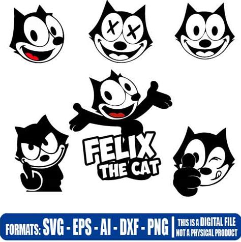 Felix The Cat Faces Pack Vectorisvg Multipurpose Svg Dxf Eps Ai Cricut Silhouette