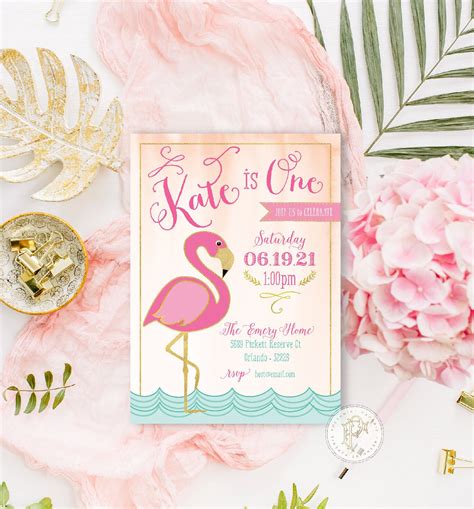 Flamingo Invitation Flamingo Birthday Invitation Tropical