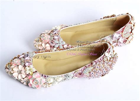 Flat Wedding Shoesnew Elegant Customized Handmade Pink Rhinestone Flat
