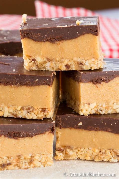 Healthy No Bake Peanut Butter Bars Art And The Kitchen