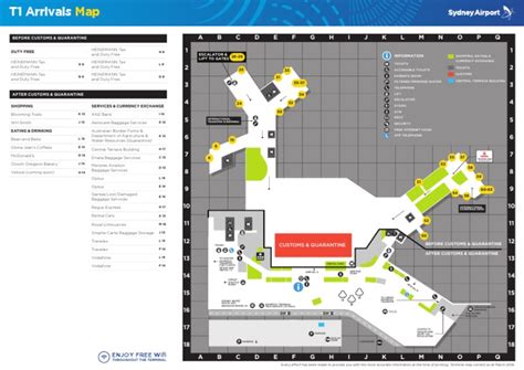 Sydney Airport T1 Arrivals Map Transport Service Industries
