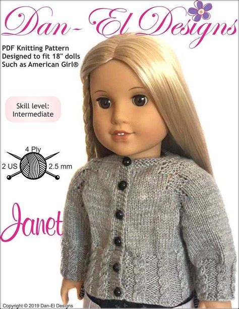 Dan El Designs Janet Doll Clothes Knitting Pattern 18 Inch American