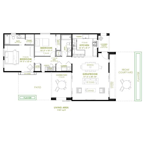 Modern 2 Bedroom House Plan