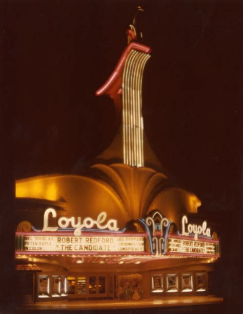 The Neon Lights Of The Loyola Theater Marquee And Facade Los Angeles