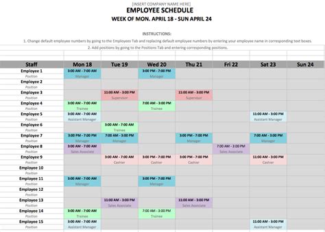 Schedule Maker Template Excel Printable Schedule Template