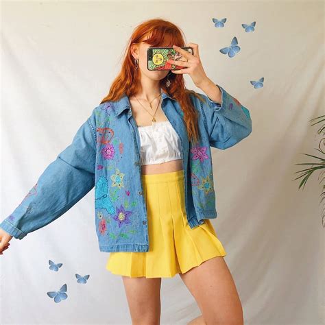 Adorableeee blue vintage denim jacket coat 🌻🦋💛with... - Depop | Quirky fashion, Artsy outfit ...