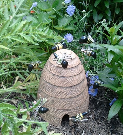 Bee Happy Ceramic Bee Skep Sculpture
