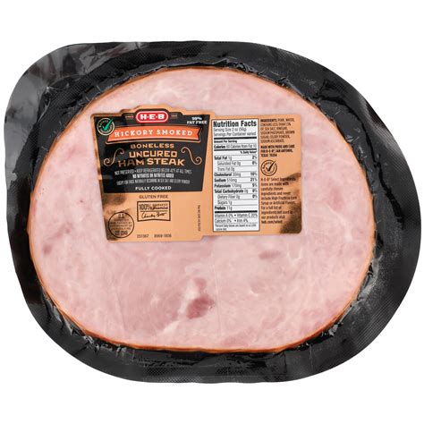 H E B Hickory Smoked Boneless Uncured Ham Steak Shop Pork At H E B