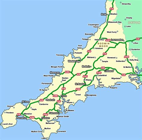Map Of Cornwall And Devon England Secretmuseum