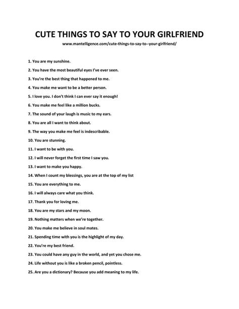 105 Things To Say To Your Girlfriend Nice Cute Sweet And Romantic