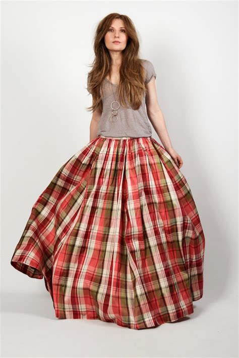 Vintage Silk Taffeta Plaid Ball Gown Maxi Skirt By Tinroofvintage