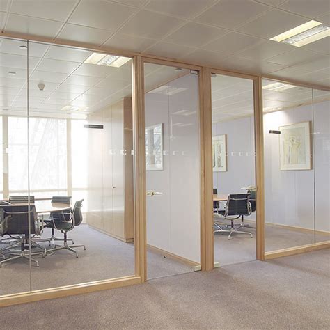 Aluminium Glass Wood Office Partition Design Half Glass Office
